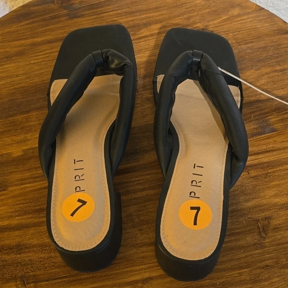 Esprit| Womens Black Square Toe Slip On Heel  Slides Careerwear Thongs Sz.8.5 - Picture 4 of 11